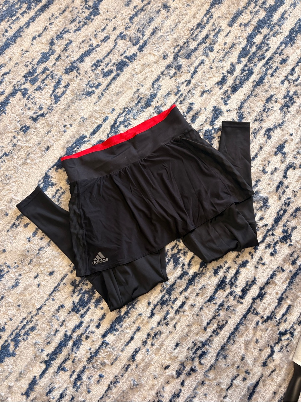 Adidas Tennis Black Skorted Leggings with Red Waistband